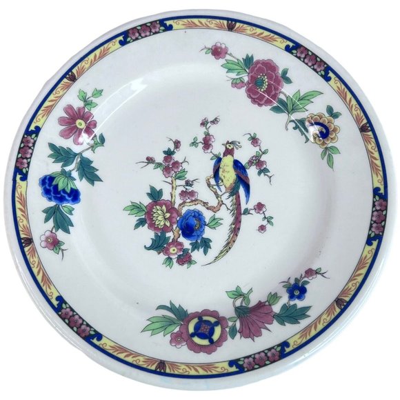 2 Syracuse China Dewitt Clinton Bread And Butter Plates Bird Of Paradise Pilgrim - Picture 5 of 6